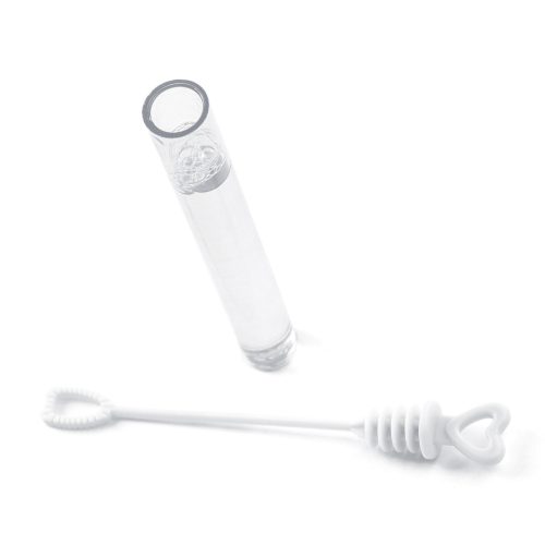 Fehér szívecskés tetejű szappanbuborék fújó