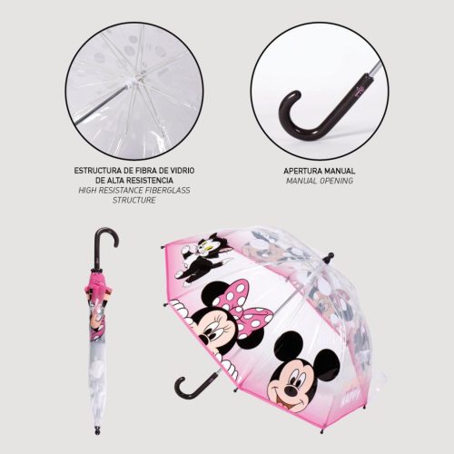 Disney Minnie Make Me Happy gyerek átlátszó esernyő Ø71 cm