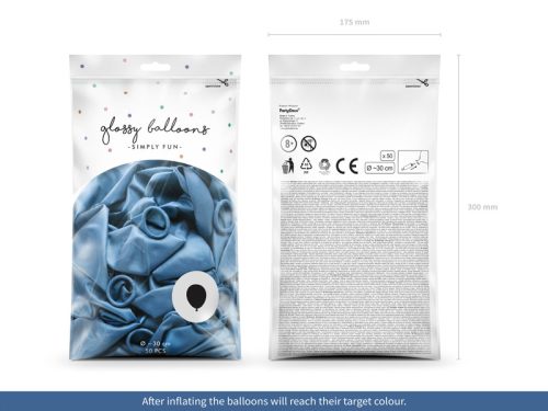 Fényes léggömbök 30 cm, kék (1 db / 50 db.)