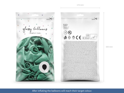 Fényes léggömbök 30cm, üveg zöld (1 db / 50 db.)
