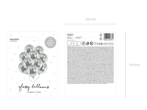 Fényes léggömbök 30 cm, ezüst (1 db / 10 db)