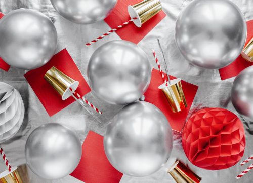 Fényes léggömbök 30 cm, ezüst (1 db / 50 db)