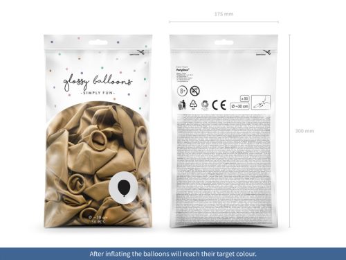 Fényes léggömbök 30 cm, arany (1 pkt / 50 db.)