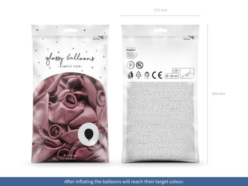 Fényes léggömbök 30 cm, rózsaszín arany (1 db / 50 db)