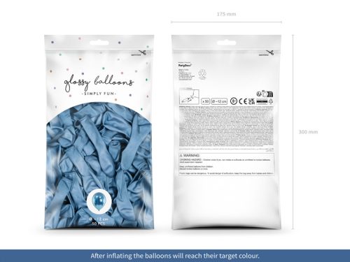 Fényes léggömbök 12 cm, kék (1 db / 50 db.)