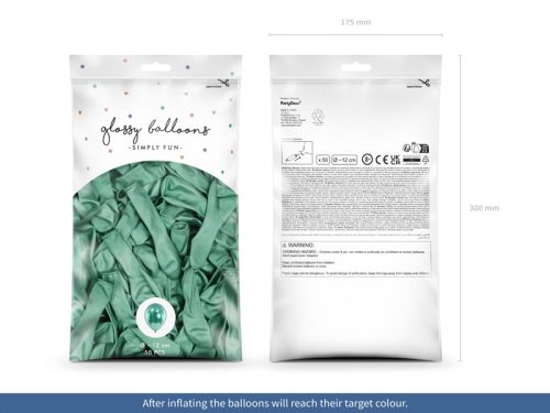 Fényes léggömbök 12 cm, üveg zöld (1 db / 50 db.)