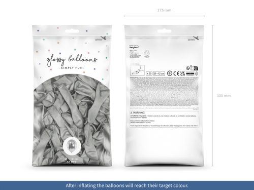 Fényes léggömbök 12 cm, ezüst (1 pkt / 50 db.)