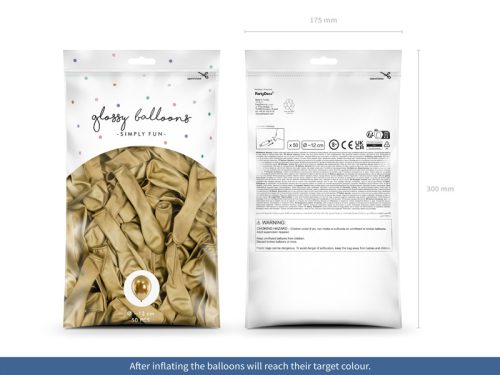 Fényes léggömbök 12 cm, arany (1 pkt / 50 db.)