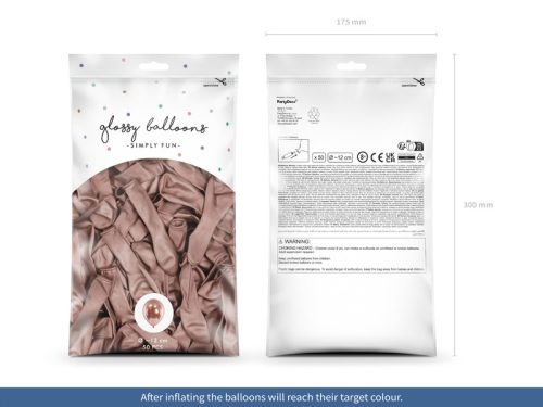 Fényes léggömbök 12 cm, rózsaszín arany (1 db / 50 db)