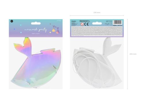 Parti sapkák Mermaid, irizáló, 18cm (1 db / 6 db.)