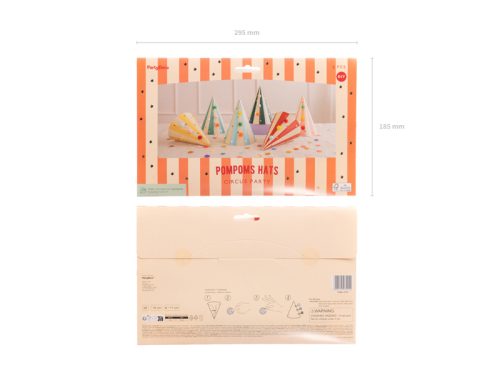 Kalapok pomponokkal, 16 cm, mix (1 pkt / 6 db.)