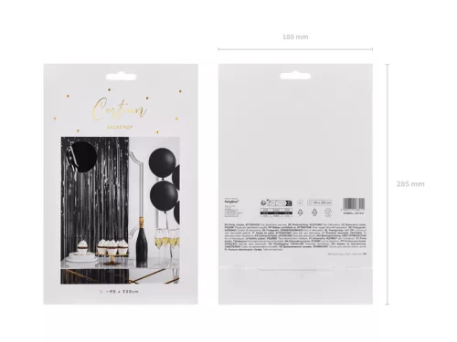 Partyfüggöny, fekete, 90x250cm