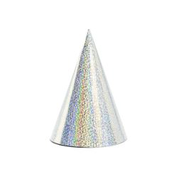 Holografikus parti sapkák, ezüst, 16cm (1 db / 6 db.)