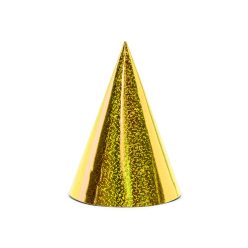 Holografikus parti sapkák, arany, 16cm (1 pkt / 6 db.)