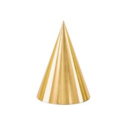 Party hats, gold, 16cm (1 pkt / 6 pc.)