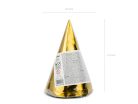 Party hats, gold, 16cm (1 pkt / 6 pc.)