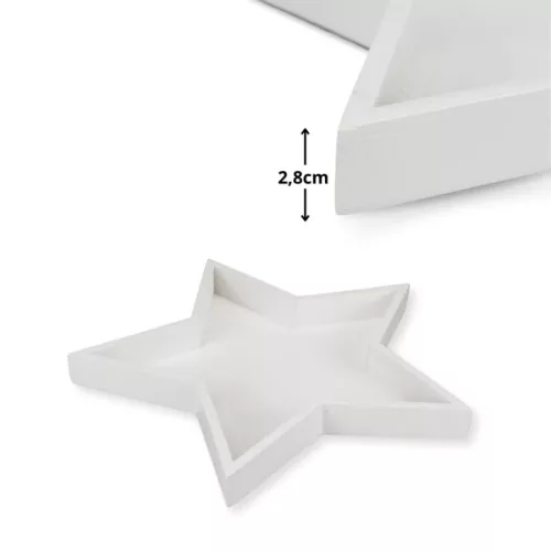 Fa csillag tál nagy - fehér