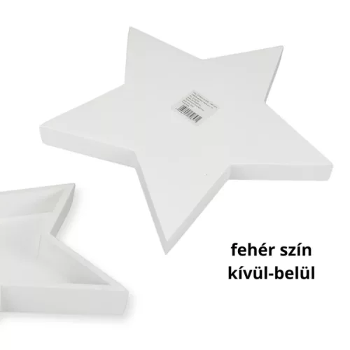 Fa csillag tál nagy - fehér