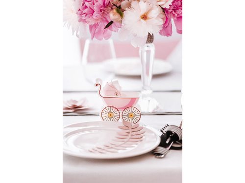 Levéldíszítésű ág, púderrózsaszín (1 db / 9 db)