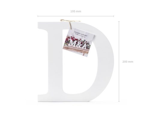 Fa D betű, fehér, 19,5x20 cm