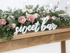 Fa felirat Sweet bar, fehér, 37x10cm