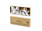 Fából készült Mr & Mrs felirat, fehér, 50x9,5 cm