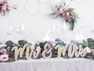 Fából készült Mr & Mrs felirat, arany, 50x10cm