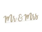 Fából készült Mr & Mrs felirat, arany, 50x10cm