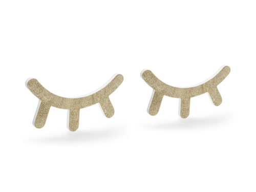 Fa faldekoráció alvó szemek arany csillámmal, 2 darab