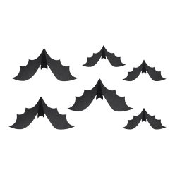   Papír dekoráció Denevérek, 19-29 cm, fekete (1 pkt / 6 db.)