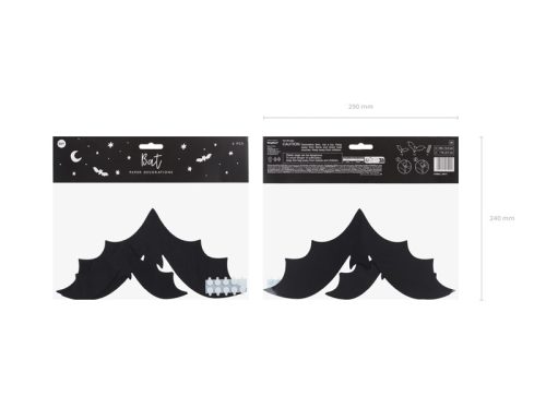 Papír dekoráció Denevérek, 19-29 cm, fekete (1 pkt / 6 db.)