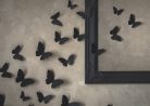Paper Moth Decoration, black, 6-12cm (1 pkt / 30 pc.)