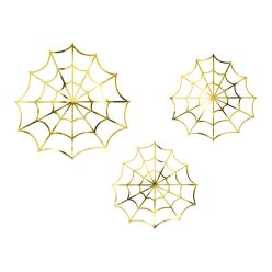 Paper decorations - Spiderwebs, gold (1 pkt / 3 pc.)
