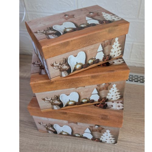 Karácsonyi díszdoboz szett - 3db  - szépséghibás! 