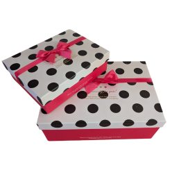   Pöttyös díszdoboz szett -2db - fekete- rózsaszín - fehér