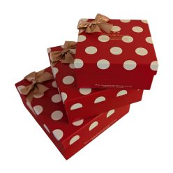 Piros fehér pöttyös díszdoboz szett - 3db