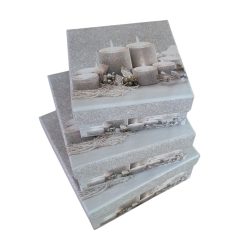   Ezüst színű gyertya mintás karácsonyi díszdoboz szett 3db