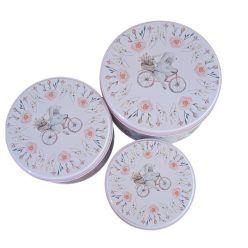 Nyuszi biciklin mintás fémdoboz szett - sütis doboz