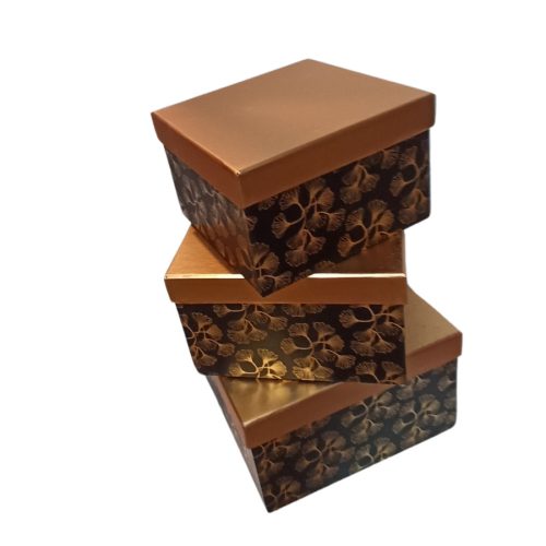 Fekete arany virág mintás papírdoboz szett - 3db