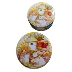 Nyuszi mintás húsvéti fémdoboz - sütis doboz - 2db