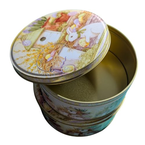 Nyuszi mintás húsvéti fémdoboz - sütis doboz - 2db