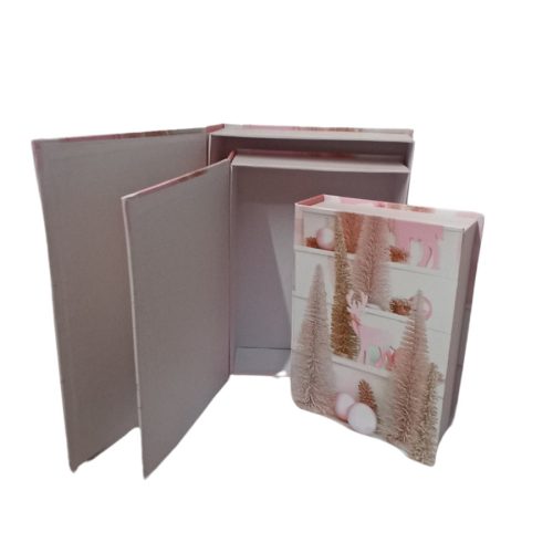 Karácsonyi díszdoboz - 3db/cs  - könyv hatású - kis hibás