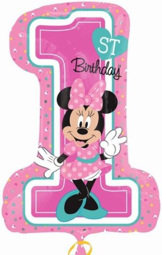 Disney Minnie Pink Első születésnap fólia lufi 71 cm