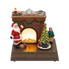 Mikulás a kandallónál dioráma, világít