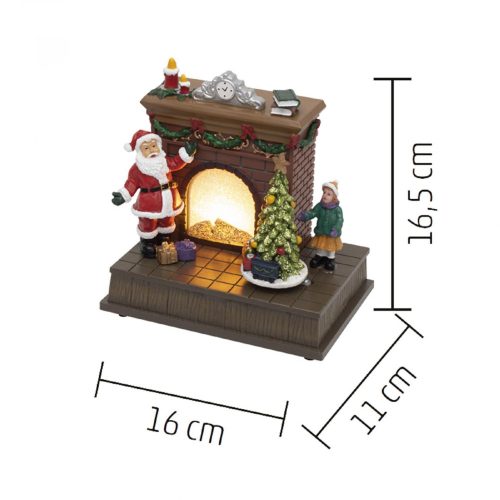 Mikulás a kandallónál dioráma, világít