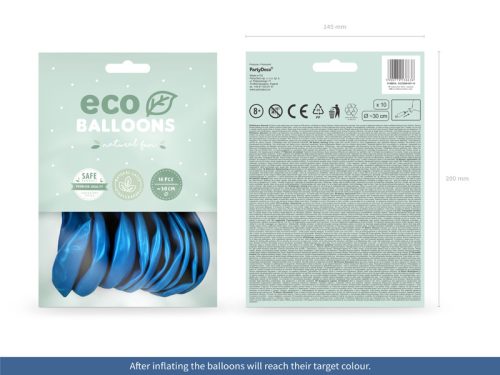 Eco Balloons 26cm metál, kék (1 db / 10 db.)
