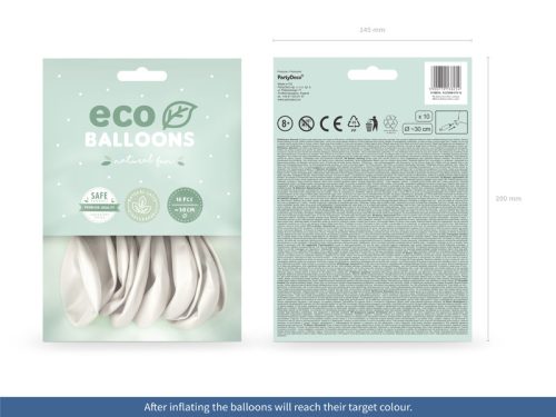 Eco Balloons 26cm metál, gyöngyház (1 db / 10 db.)