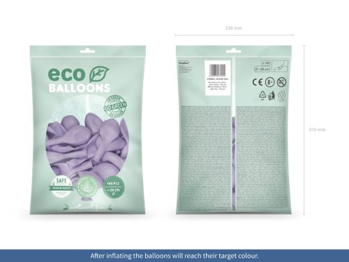 Eco Balloons 26cm pasztell, világos lila (1 db / 100 db.)