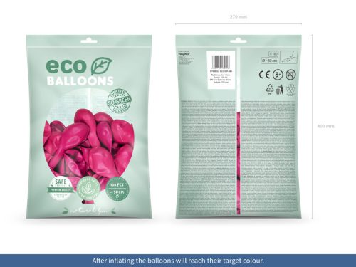 Eco Balloons 30cm pasztell, fukszia (1 db / 100 db.)