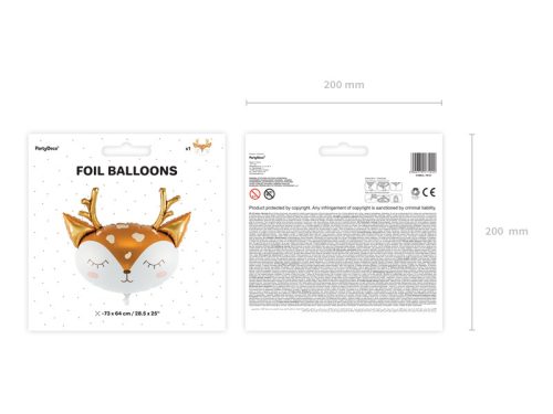 Foil Balloon Deer, 73x64cm, mix